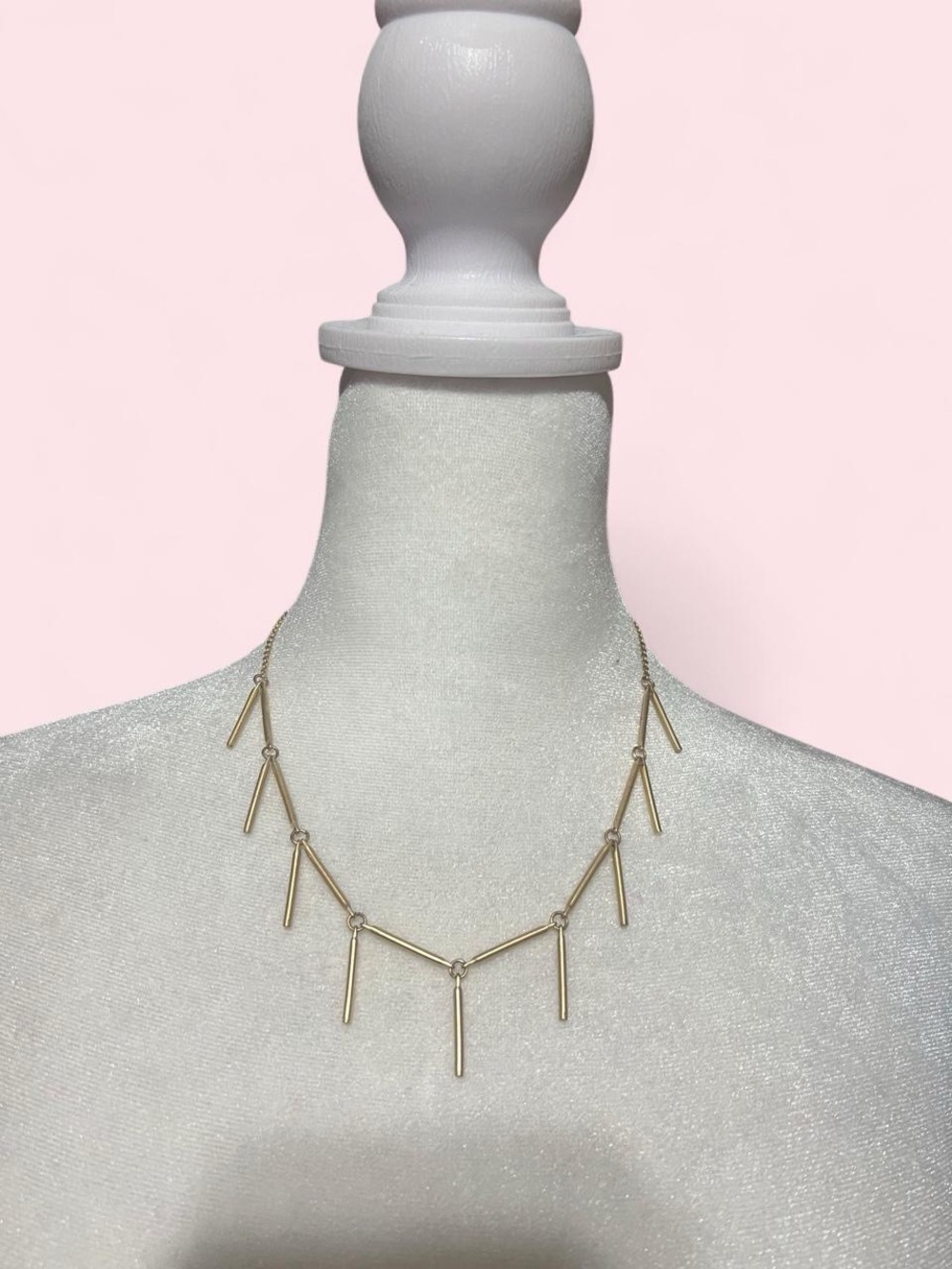 Delicate Faux Gold Bar Drop Necklace - Women's Jewelry